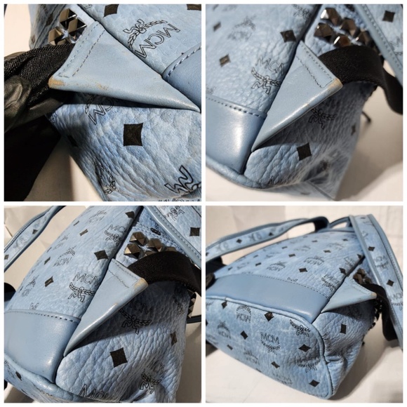 Authentic MCM Visetos Small Side Stud Stark Backpack Munich Blue - Picture 14 of 16